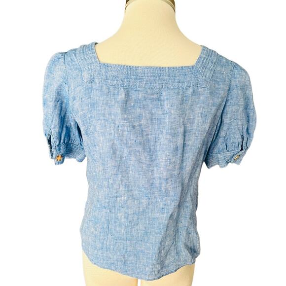 TALBOTS LINEN TIE WAIST TOP - CROSS DYE SIZE XS - Picture 5 of 6